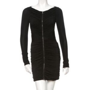 Rag & Bone Dress Front Ruched Zipper Long Sleeve Black Mini Short Cocktail